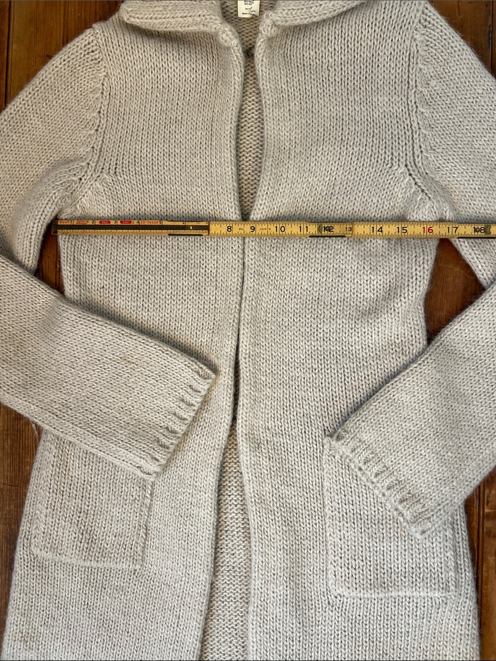 J. Crew Long Cream Alpaca Cardigan sweater coat size medium - Picture 3 of 5